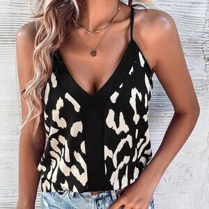 leopard print Print Cami Top bvack white